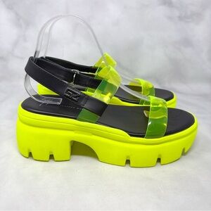 NEW Giuseppe Zanotti Apocalypse Chunky Platform Sole Sandal Shoes Neon Black 39